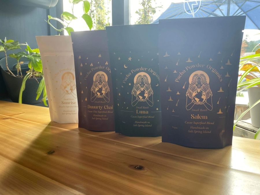 Small-batch cacao and chai blends on the counter
