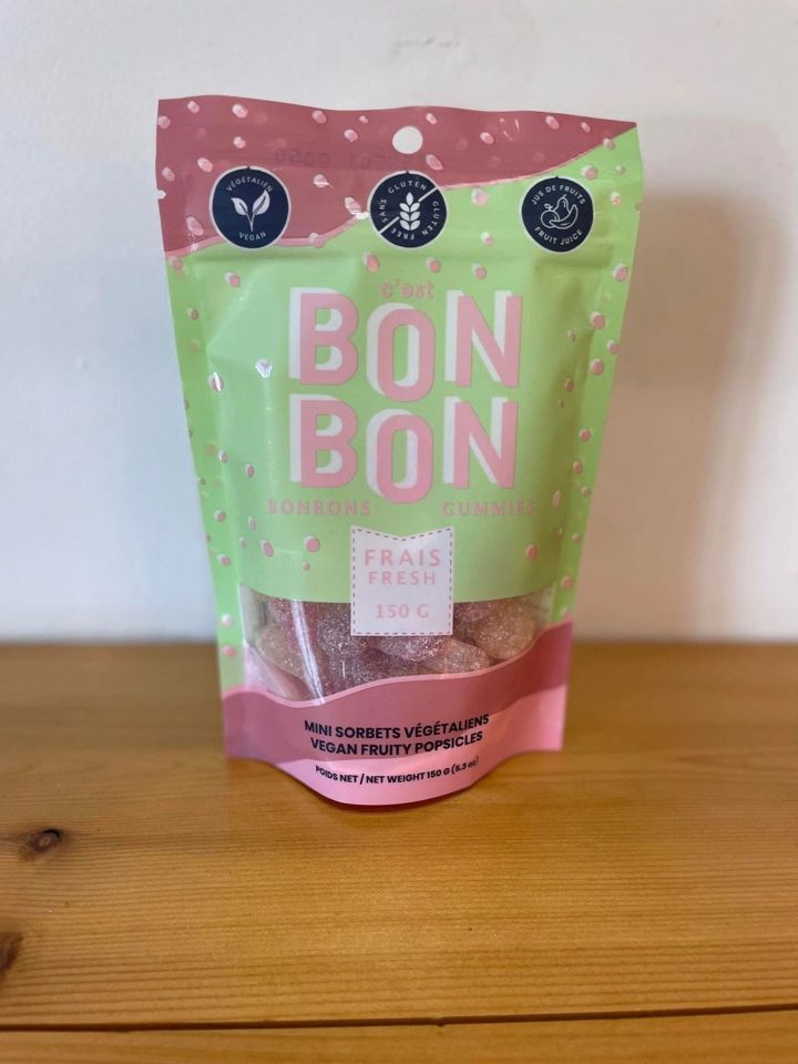 A bag of Bon Bon vegan fruit sorbets