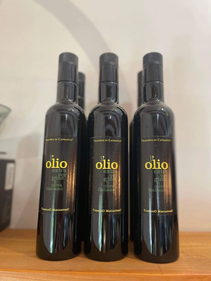 Bottles of Italian extra virgin olive oil